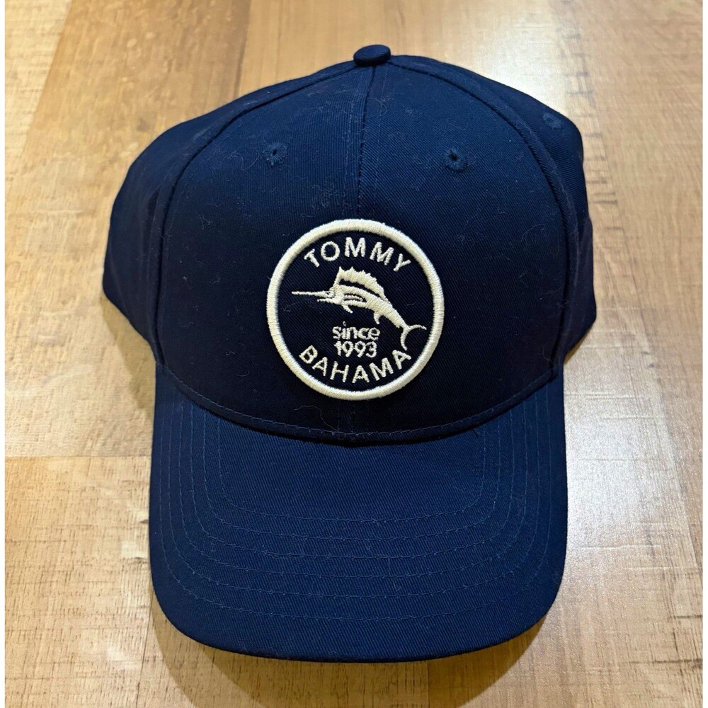 Tommy Bahama Baseball Cap Navy Solid Cotton Twill Adjustable One Size Fish Theme
